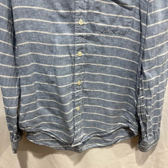 Abercrombie & Fitch Striped Linen Button Down Shirt S Coastal Lightweight Preppy - Picture 4 of 11